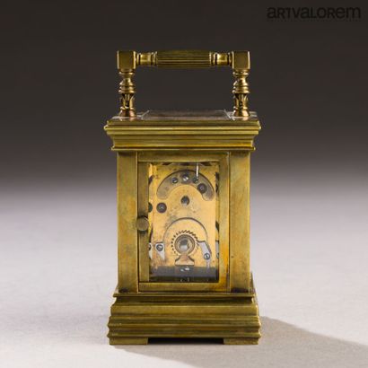 Officer's clock, brass cage with enameled...