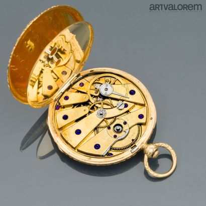 Yellow gold 750°/°° collar watch, silver...