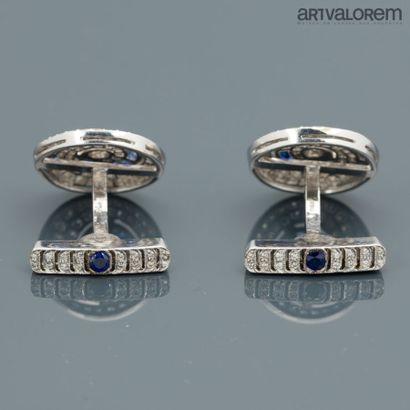 Pair of 750°/°° white gold tourbillon cufflinks...