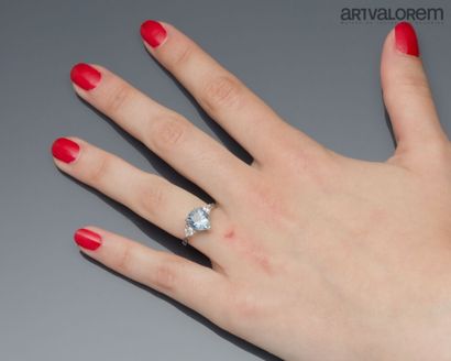 Ring in 750°/°° white gold, centered on a...
