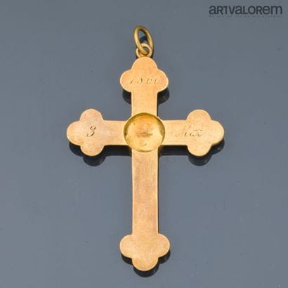 Orthodox cross in yellow gold 750 °/°° decorated...