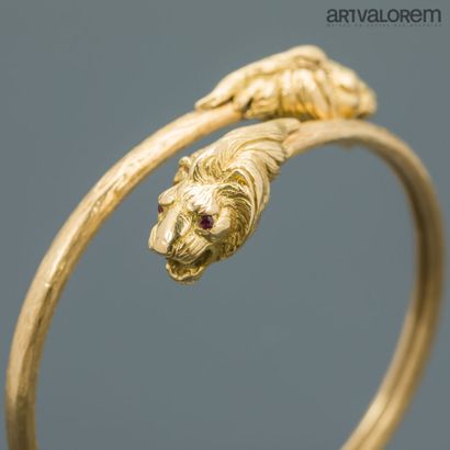 Brushed yellow gold 750°/°° open link bracelet,...