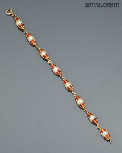 Bracelet in yellow gold 750°/°° with links...
