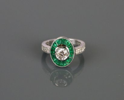 Ring in 750°/°° white gold, centered on a...