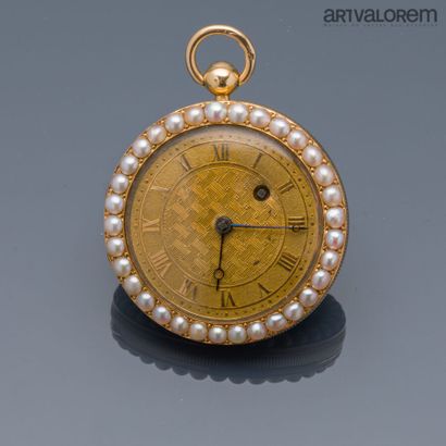 Neckwatch in yellow gold 750°/°°, with gilded...