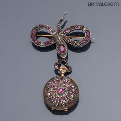 Yellow gold 750°/°° and silver snake-shaped...