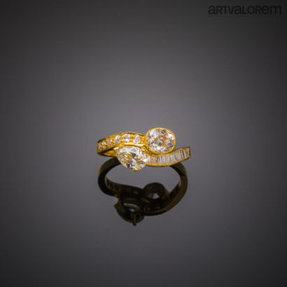 toi et moi ring in yellow gold 750°/°° set...