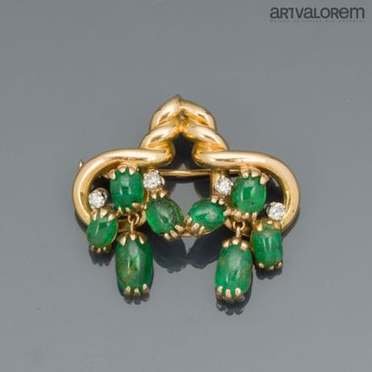 Yellow gold 750°/°° noose brooch set with...