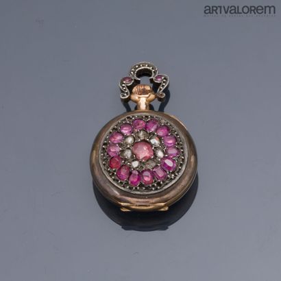 Gold and silver collar watch, the case adorned...