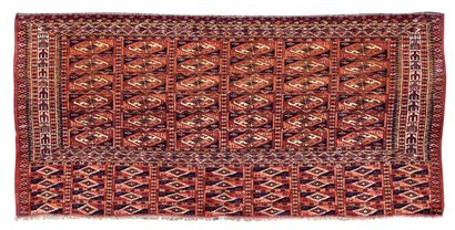 Fin tapis de selle TÉKKÉ BOUKHARA (Asie Centrale),...