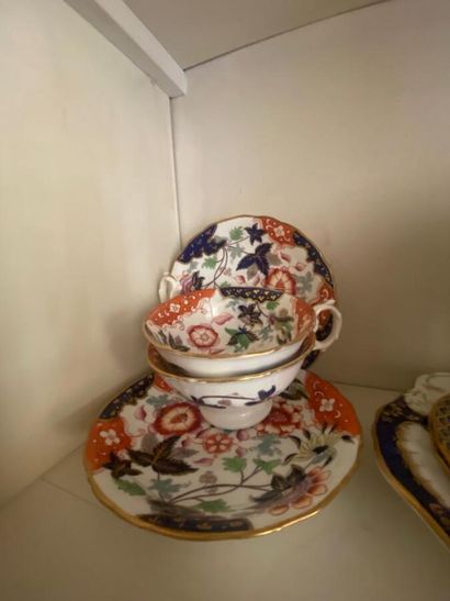 Part of a porcelain tea service with Imari-style...