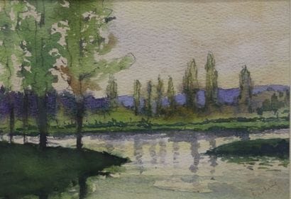 Robert LALOUE (1884-1929)
View of a pond,
A...
