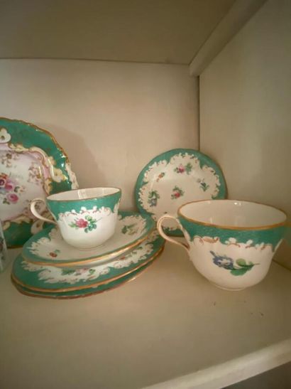 Part of a porcelain tea service with Imari-style...
