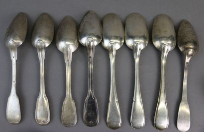 Set of 950°/°° silver flatware, mismatched...