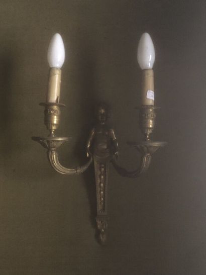 Pair of ormolu sconces decorated with putti...
