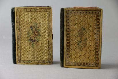 Two straw marquetry ball book bindings decorated...