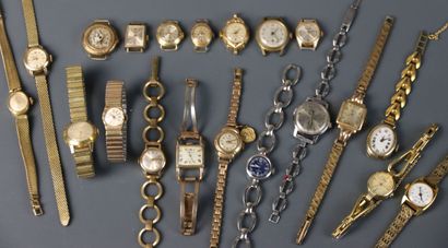 Set comprising 7 gold-plated ladies' watch...