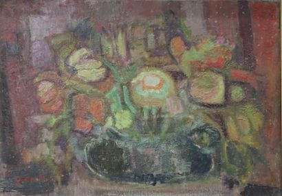 Gauthier ROUX (20th)
Bunch of flowers, 
Oil...