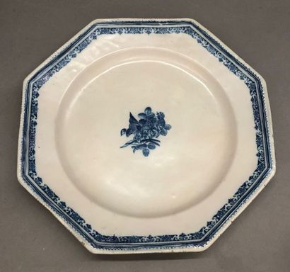 Octagonal earthenware dish decorated with...