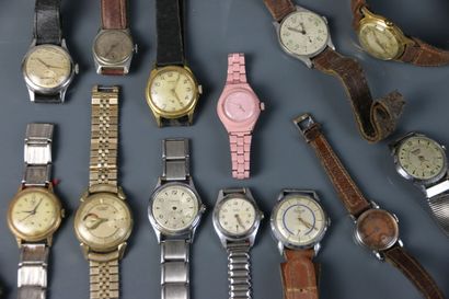 Set comprising 14 steel and gilt metal watches,...