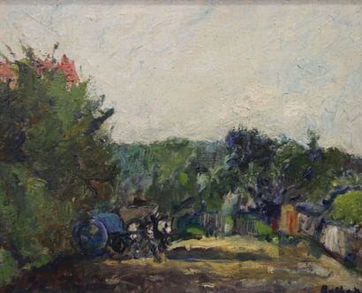 19th century SCHOOL,
Carriage in a landscape,
Oil...