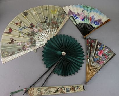 Fan, the fabric leaf painted with butterflies...