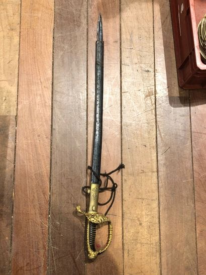 Officer's sword, probably naval, with watermarked...