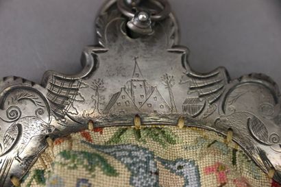 Two polychrome pearl purses, one dated 1822...