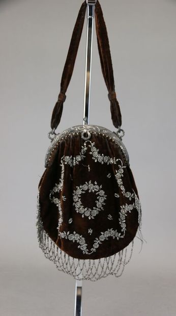 Two polychrome pearl purses, one dated 1822...