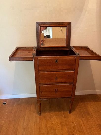 Walnut dressing table opening with two drawers...