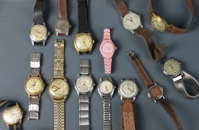 Set comprising 14 steel and gilt metal watches,...