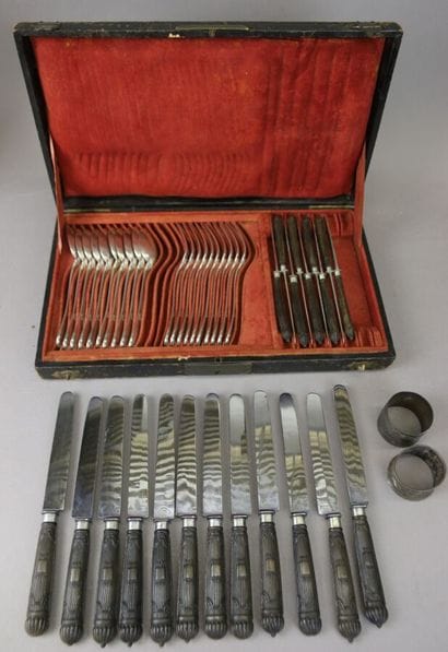 A set of 950°/°° silver dinnerware, with...