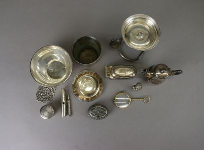 Set of silver-plated display objects: stove,...