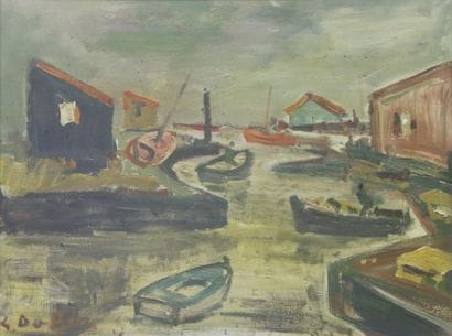 Roland DUBUC (1924-1998),
Port at low tide,...
