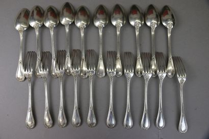 A set of 950°/°° silver dinnerware, with...