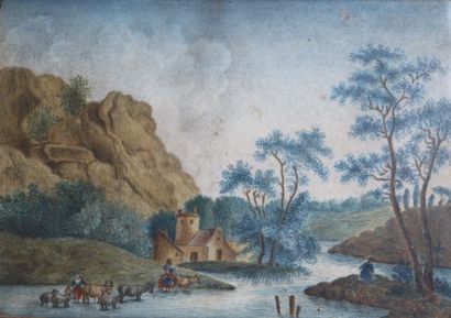 18th century SCHOOL
Animated landscape, 
Two...