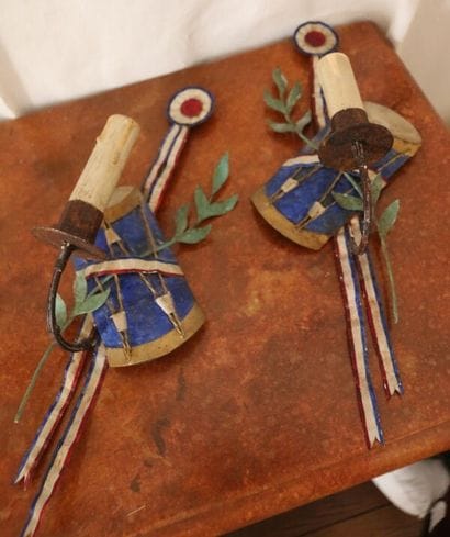 Two sconces in sheet metal with revolutionary...