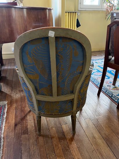 Pair of bergères in grey lacquered wood....