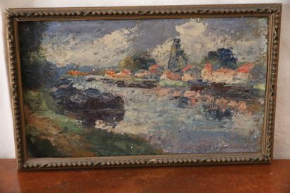 DELSART (20th century) 
Woman leaning, 
oil...