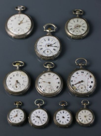 Set comprising four silver collar watches...