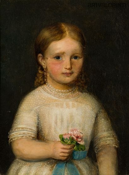 19th century FRENCH SCHOOL
Young girl richly...