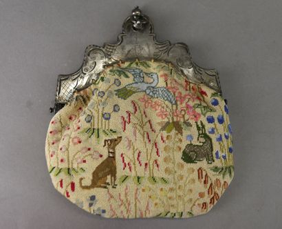 Two polychrome pearl purses, one dated 1822...