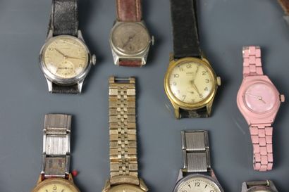 Set comprising 14 steel and gilt metal watches,...