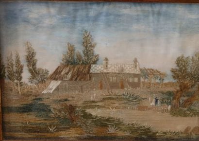 19th century ECOLE. 
Thread embroidery on...