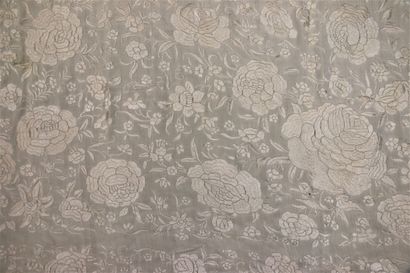 Off-white silk wedding shawl embroidered...