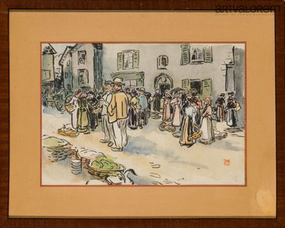 Jules CHADEL (1870-1942)
Busy market square...
