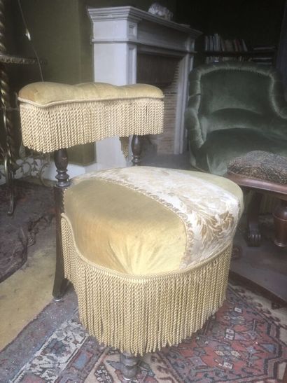Two piano stools and a voyeuse in stained...