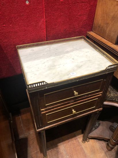 Louis XVI-style veneered bedside table opening...