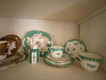 Part of a porcelain tea service with Imari-style...