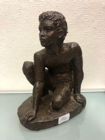 Carved wooden subject depicting a seated...